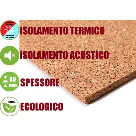 2 Pannelli in Sughero Naturale per Isolamento Termico/Acustico-100x50x8 cm -1 MQ