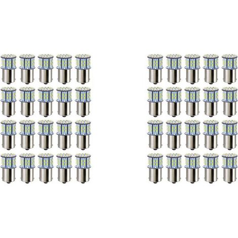 40 lampadine LED super luminose 3014 50-SMD bianche 1156 1141 1003 BA15S per camper, furgoni, roulotte, barche e bagagliai.