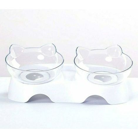 Double Bols pour Chat, Bol orthopédique pour Animaux Anti-vomissements, Bol pour Chien Kitty’s Food Water Bowl, Plat incliné pour Chat protège la Colonne vertébrale, Bol incliné à 15 ° (1/5)