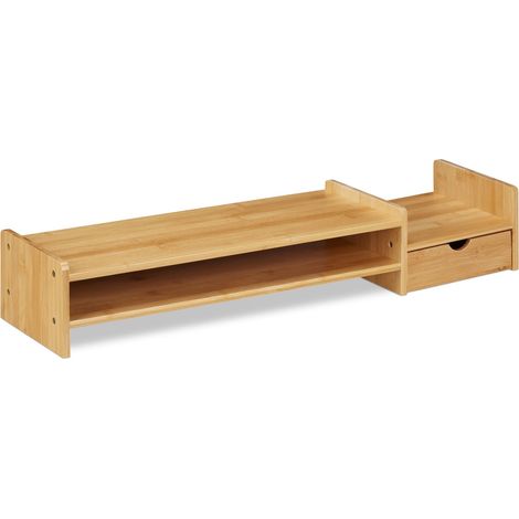 Soportes prácticos para pantallas de ordenador elevador de escritorio 80 x 30 x 10 cm en bambú natural 130011229 (1/5)