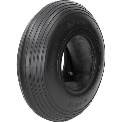 Pneu brouette 400x6 avec chambre à air – Valve droite pour installation rapide – Plis 4 pour performance optimale – Usage intensif (1/2)