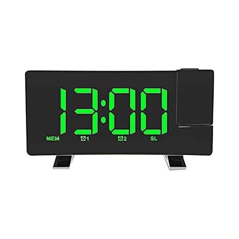 Horloge de projection, grande horloge de projection à écran LED incurvé, radio-réveil FM, double réveil mural-Fei Yu