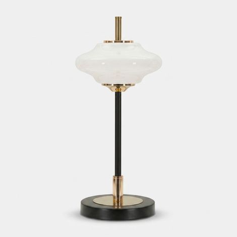 Lámpara de mesa vintage de vidrio y hierro (1/5)
