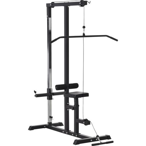 Stazione Fitness Multifunzione 107Lx120x190 cm con Panca e Cavo Regolabile Nero (1/5)