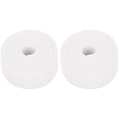 Lot de 2 rouleaux de plinthes souples autocollantes en PVC - 38 mm x 3,2 m - Pour cuisine et salle de bain - Blanc (1/4)