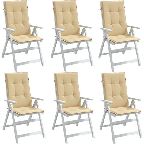 Hochlehner-Auflagen 6 Stk. Melange Beige 120x50x4 cm Stoff