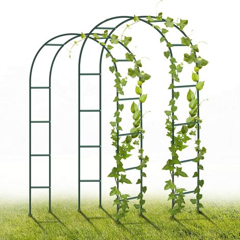 Metal Garden Arch, 2-Piece 240 x 140 x 38 cm Garden Arch Decoration with Plants, Flowers and Balloon for Birthdays, Weddings and Romantic Evenings (Green) (1/5)