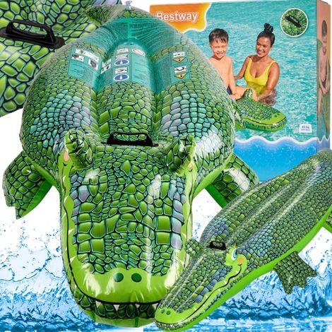 Materassino gonfiabile da spiaggia per nuotare, a forma di coccodrillo, 152x71 cm, grande, verde (1/5)