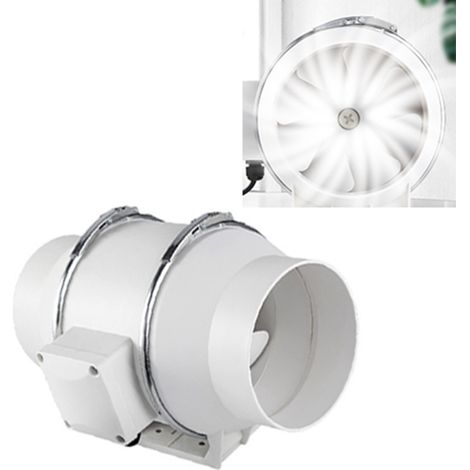 [Ventilación – Extractor de aire en línea] Extractor de aire con conducto de bajo nivel de ruido para la circulación del aire – 75 W de potencia, 2000 g de peso, plástico PP para cocina y baño (1/5)