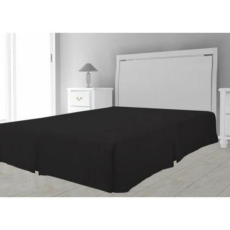 Cache sommier microfibre 160x200 cm noir – 100% polyester – Repassage inutile – Hauteur volant 30 cm (1/4)