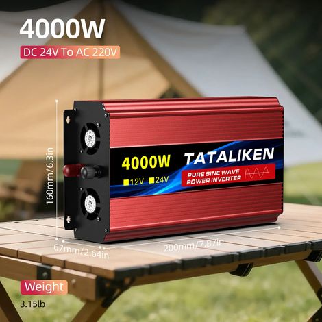 TATALIKEN Reiner Sinuswelle Wechselrichter 4000W 24V auf 220V Spannungswandler für Wohnmobil, LKW, Camping und Notstromversorgung (1/5)