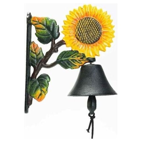Cloche murale en fonte robuste - Décoration murale peinte à la main - Sonnette de porte à secouer manuellement - Pour intérieur et extérieur - Décoration murale pour jardin et maison (1/5)