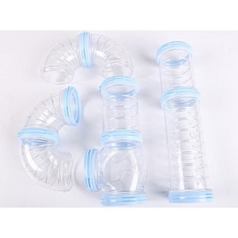 Tunnel transparent modulaire pour rongeurs–Tuyaux d’extension DIY pour cage hamster–Diamètre5,5 cm--Bleu (1/4)