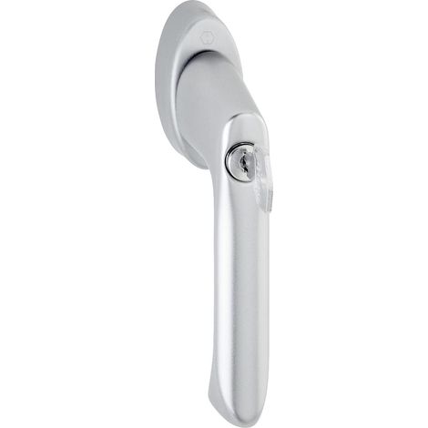 Maniglia per finestra Hoppe Brest con Sper rzyli nder alluminio sperrbar portachiavi quadrato, 1 pezzi, colore: Argento, 10765074 (1/5)