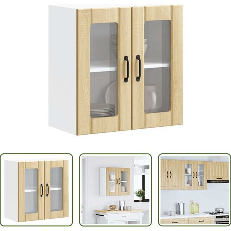 Küchenmöbel - Küchen-Hängeschrank mit Glastür Lucca Sonoma-Eiche Holzwerkstoff (1/5)