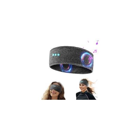 Bandeau de sommeil musical avec casque, bandeau de voyage élastique doux filaire de Bluetooth avec haut-parleur fin, casque de musique de sommeil confortable (gris) (1/3)