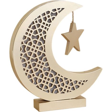 LED-Lampendekoration für Ramadan, 3D-LED-Nachtlicht für Ramadan, Tischdekoration aus Holz, Schreibtischlampe für Ramadan und Eid Mubarak, Monddekoration aus Holz für Eid Mubarak, Geschenkideen für die