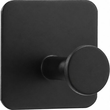 Crochets adhésifs en acier inoxydable, crochets métalliques sans perçage pour vêtements, clous carrés pour miroirs, noirs (1/5)