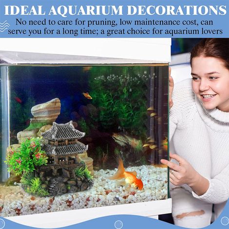 1 château décoratif pour aquarium, en résine non toxique, double face, adapté eau douce et eau de mer (1/5)