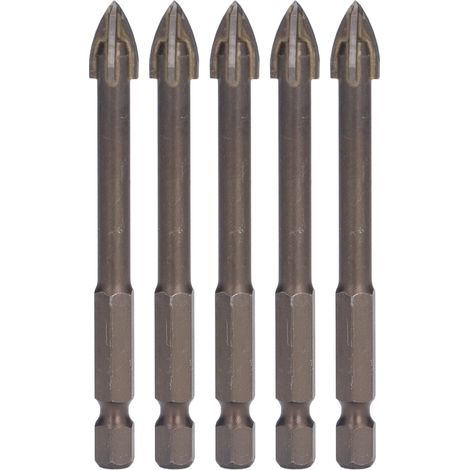 5-teiliges 8-mm-Hartmetall-Kernbohrer-Set, 1/4-Zoll-Sechskantschaft, Lochöffner für Fliesen, Glas, Keramik und Beton, robustes Werkzeug aus einer Legierung (1/5)