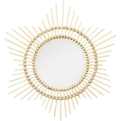 Miroir Mural Design en Rotin "Aina" 70cm Naturel (1/4)