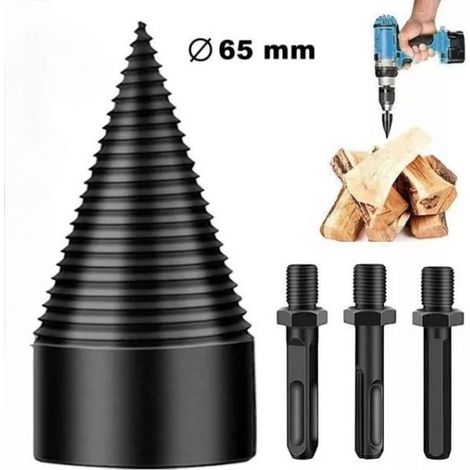 Vite conica spaccalegna 65mm fresa legno punta per trapano con 3attacchi 07518