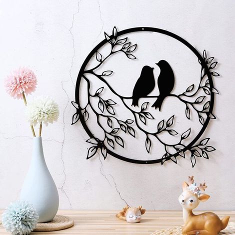 Autre déco murale,En métal mur art oiseaux sur branche en métal oiseau silhouette mural sculpture mur suspendu décor art décor de bureau pour chambre jardin salon salon intérieur décorations extérieur