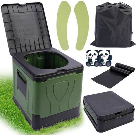 Toilette Portable Camping 30L Pot de Chambre Adulte Toilette Seche Pliable Max 150 kg WC Portable avec Siège VAPORISATEUR PORTABLE (1/5)