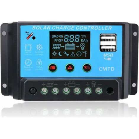 QORVA-20A Contrôleur de charge Régulateur Panneau solaire Affichage LED 12-24V, Régulateur Batterie Panneau solaire Protection Sûre (1/4)