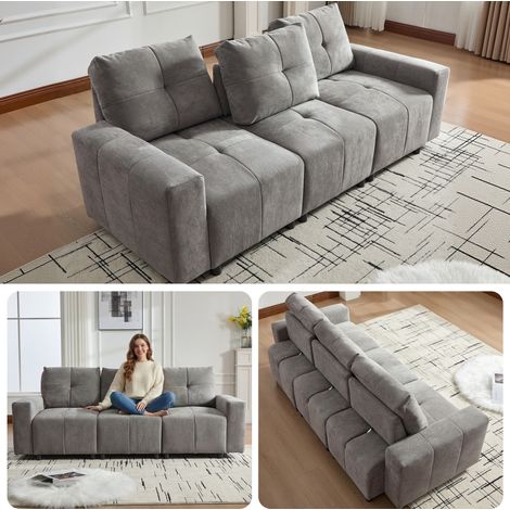 Canapé, en tissu et chenille, 3 places, réglable, 213 cm, 68 cm, pour maison et usage quotidien, tissu chenille, design compact