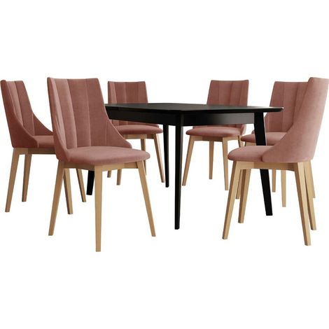Salle à manger complète Racine 139, Marron + Magic Velvet 2258, 76x80x140cm, Diamètre: 0, Nombre de chaises: 6, Style: Contemporary (1/5)