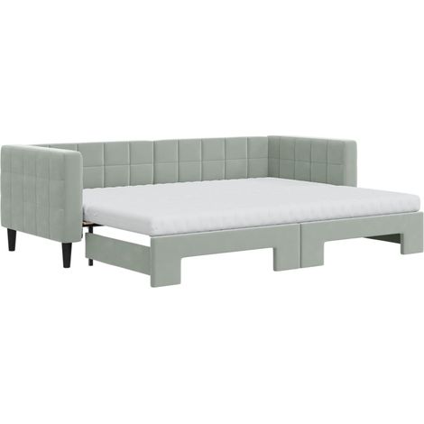 Maison Exclusive - Divano Letto Estraibile Materassi Grigio Chiaro 80x200 Velluto