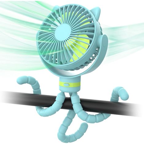 Kinderwagenventilator, tragbarer Ventilator, Tischventilator, wiederaufladbarer 4000-mAh-Mini-Baby-Kühlventilator mit flexiblem Stativ für Kinderbett, Laufband, Autositz (1/5)