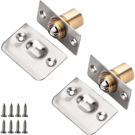 2 Pièces Loqueteau à Bille,Acier Inoxydable Fermoir Loquet Bille pour Porte Loquet Bille Réglable Roller Ball Meubles Loquet de Porte avec Vis pour la Maison - Universels et Durables