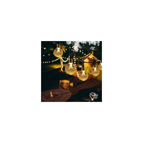 Litzee – Luci a stringa solari da 7 m con 50 LED – Luce bianca – Durata della batteria 8-10 ore – Resistente alle intemperie IP65 – Crezuo