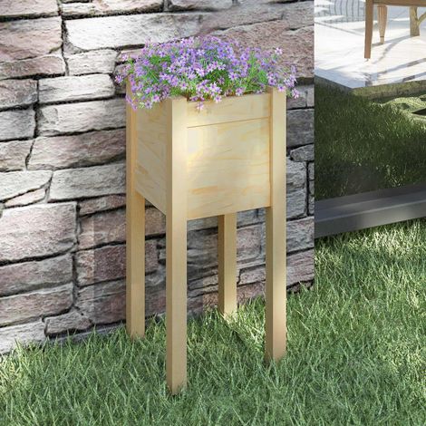 Jardinera de madera maciza de pino 31x31x70 cm vidaXL (1/2)