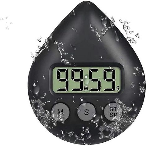 Minuteur de douche silencieux à piles, sans tic-tac, numérique, noir (1/5)