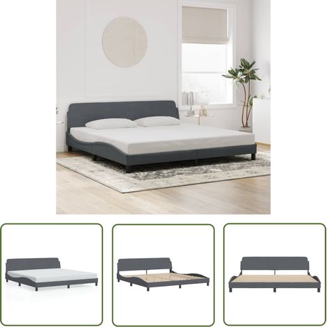 The Living Store Bettgestell ohne Matratze Dunkelgrau 200x200 cm Samt - Samtbettwäsche - Doppelbett - Boxspringbett - Bettsofa - Lattenrost (1/5)