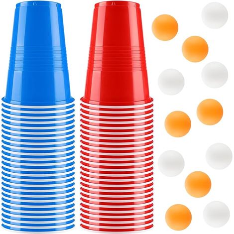 Gobelet Beer Pong, 500ML Réutilisables Tasse de Bière Pong, Biere Pong, Gobelet Rouge avec 12 Balles de Ping-Pong, pour Une Fête d'anniversaire, Une Réunion de Noël, Une Réunion d'amis (1/5)