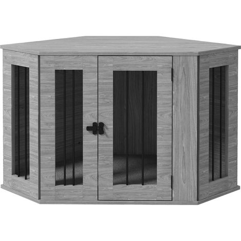 Dog Crate Furniture Side Table, Cushion, 104 x 55 x 63cm - Grey (1/5)