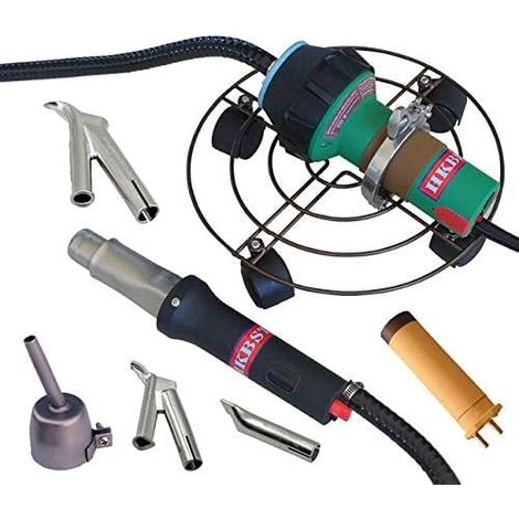 Poste à souder en plastique portable à air chaud 230 V 1600 W - Sèche-cheveux partiellement à air chaud (pistolet) avec tuyau de 2 m - Roulettes pivotantes - Pour panneaux PP/PVC, soudage (1/5)