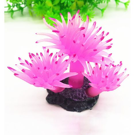 Plante Aquatique - Ornament Aquarium en Plastique - Effet Fluorescent Sous LED - Hauteur 7 cm - Pour Aquarium d'Eau Douce - Lot de 1 (1/5)