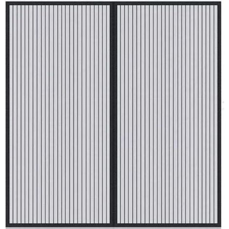 Moustiquaire de fenêtre à fermeture automatique par aimants, équipée d'aimants, dimensions 120 x 130 cm, couleur noire. Livrée avec des crochets à velcro.