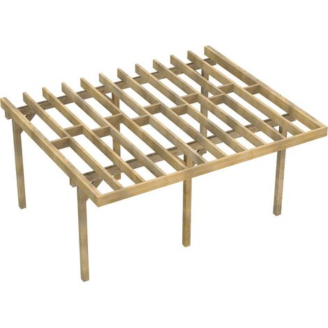 Structure Terrasse Bois Pilotis Autoportée en Kit - 5x4,20m - Solives + Poteaux - Sapin Traité Autoclave