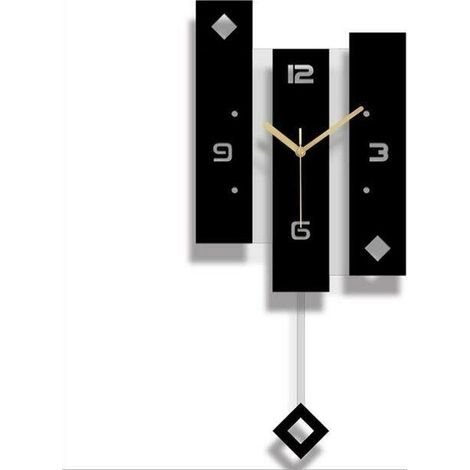 Noir Acrylique Creative Swing Horloge Murale Salon Chambre Silencieuse Maison Mode Horloge,A pratique