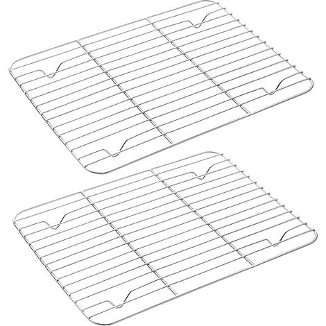 2 Pieces Cooling Rack Pastry Grid Rectangular Rack for Pastry Cooling Rack Cake Baking Rack for Roasting Cooking Barbecue 24.7 x 18.5 cm (1/5)