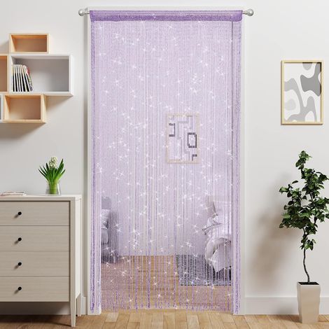 Door String Curtain Doorway Beads Curtains,Hanging Room Divider Beaded Decor Hippie Glitter Fringe Panel Closet Window Doors Sequin Sheer Boho Doors Tassel (Purple) (1/5)