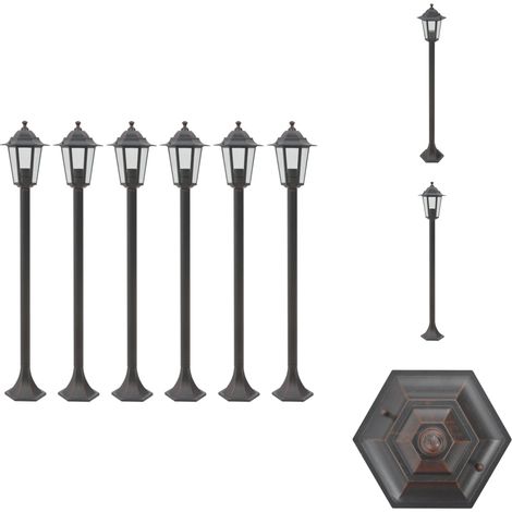 Vidaxl – Projecteur à piquer 6 pcs E27 110 cm – Aluminium bronze – Indice de protection IP44 – Abat-jour en PVC pour extérieur