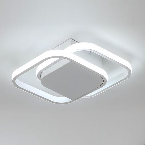 Lámpara de techo LED moderna, luminaria cuadrada de diseño minimalista, luz blanca fría 6500K, iluminación de techo para cocina, pasillo, salón y dormitorio [Clase energética E] (1/5)