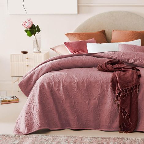Dessus de lit Moderne 200 x 220 cm 2 Personnes matelassé idéal comme jeté de canapé ou Couvre-lit Rose (1/5)